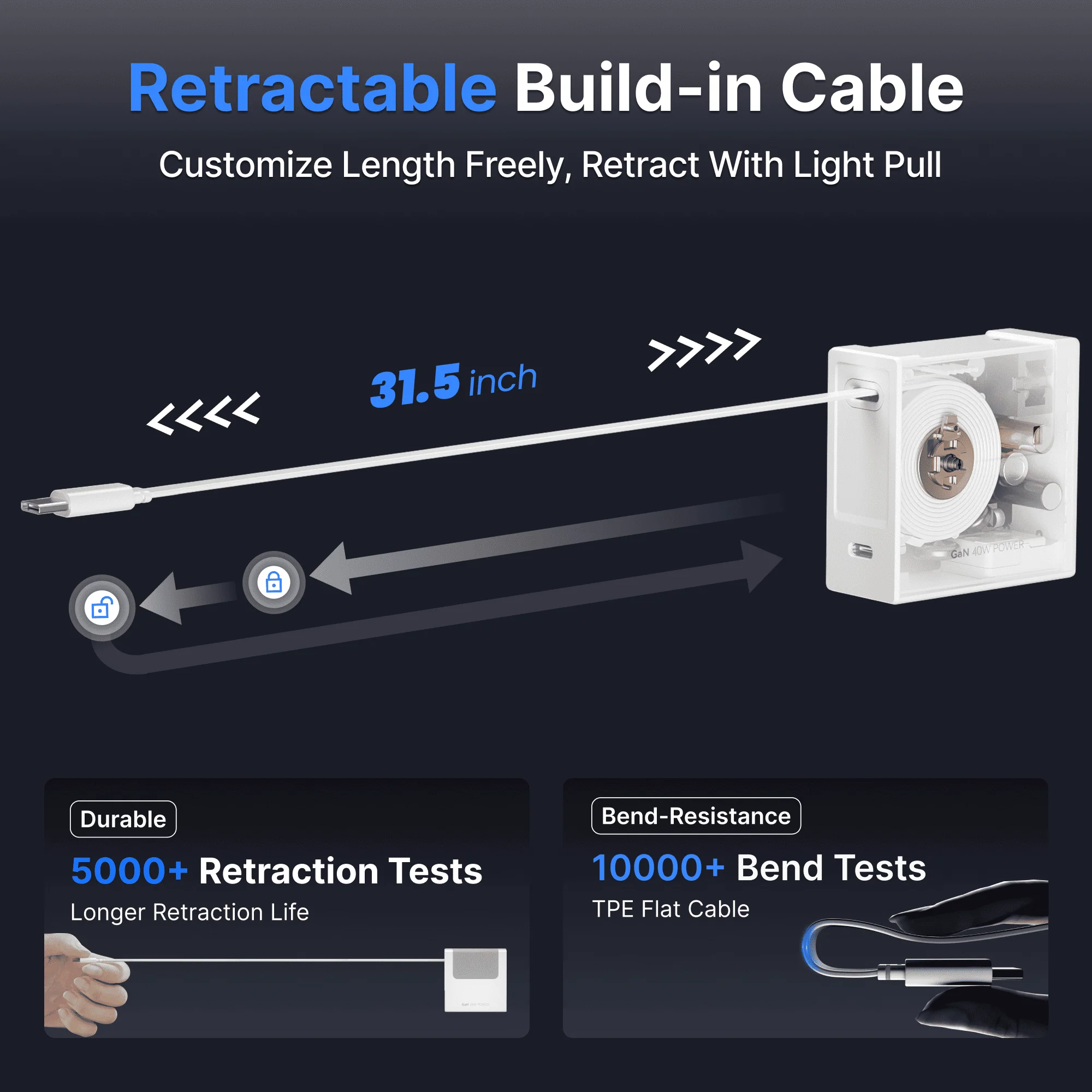 Gitryin Retractable 40W Charger - Lightning Cable - Image 3