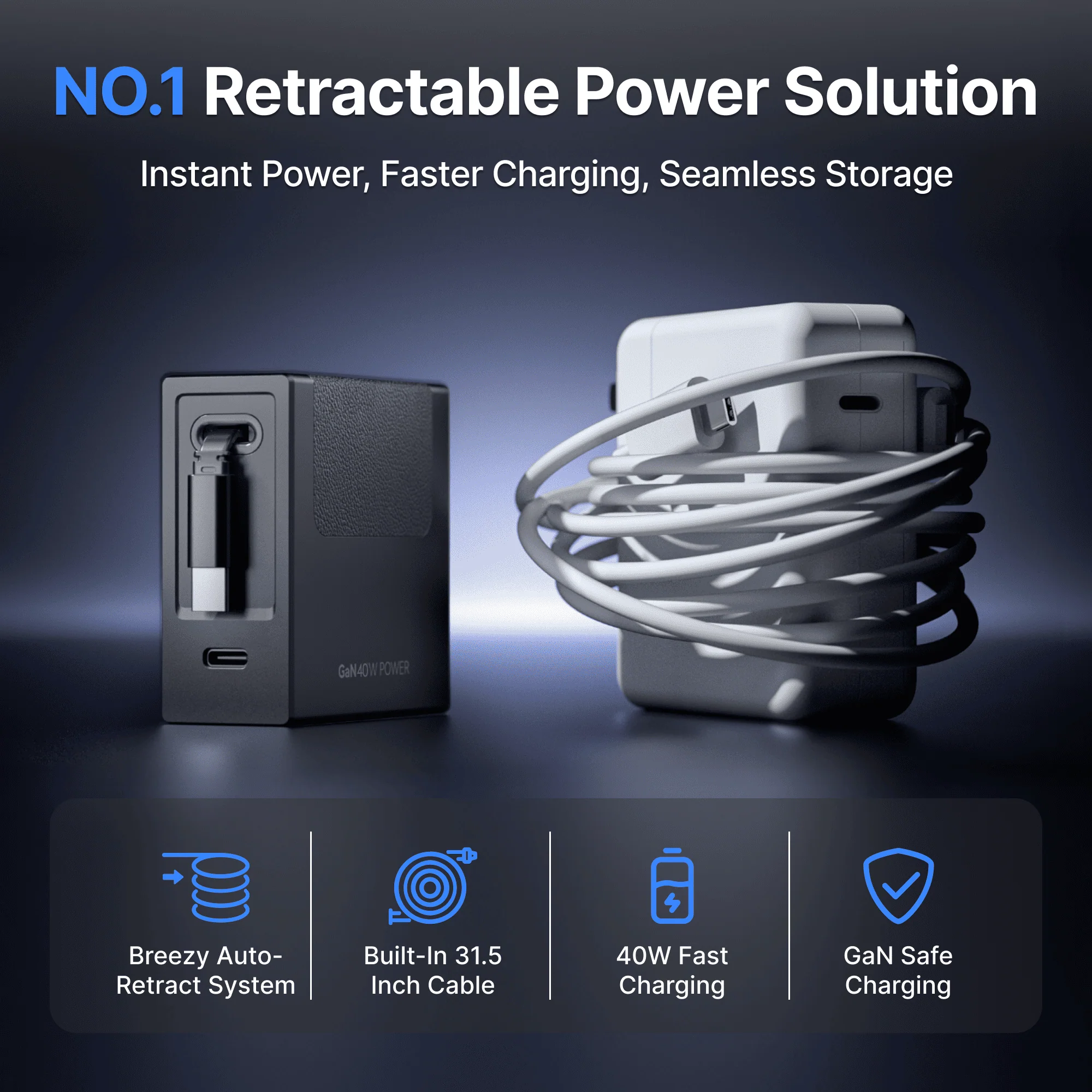 Gitryin Retractable 40W Charger - Lightning + USB-A Cable - Image 13