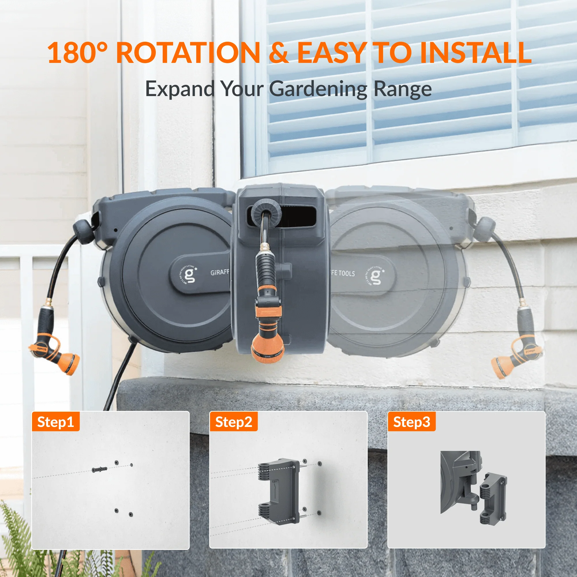 Retractable Garden Hose Reel-5/8in-90ft - Image 7